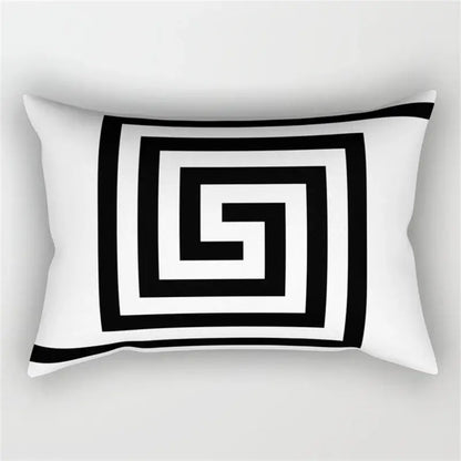 Black and white geometric wave line pillowcase set bedroom decor