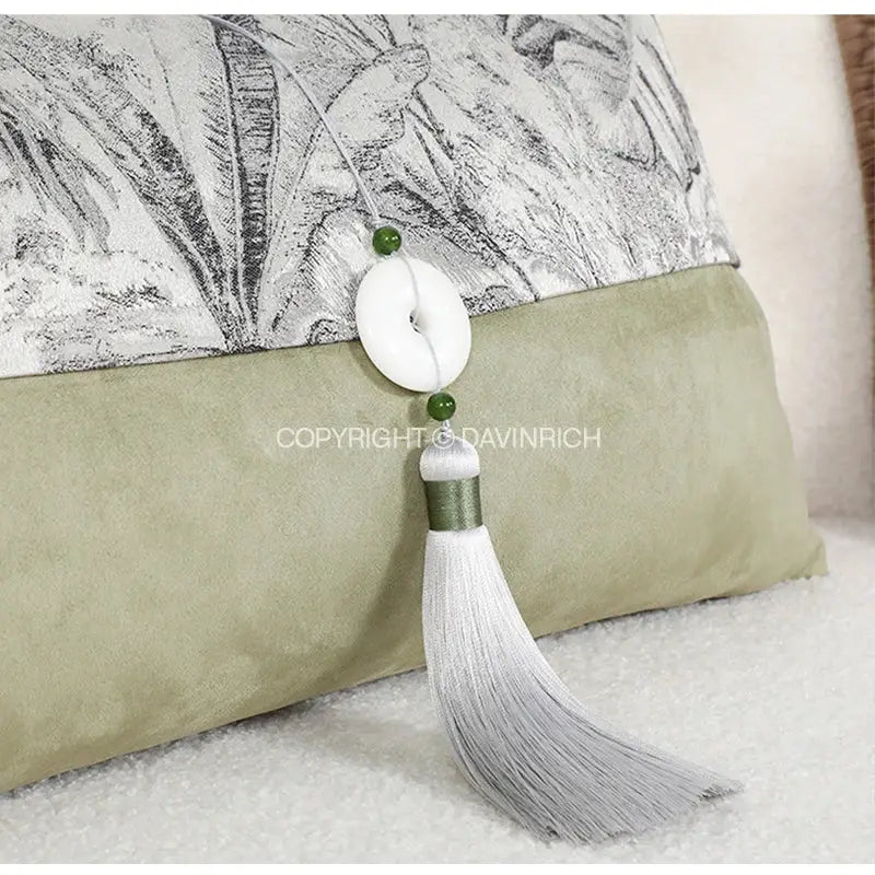 Black and white green jungle plants pillow cover living room suede