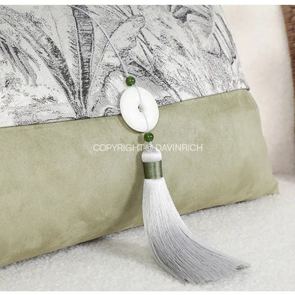 Black and white green jungle plants pillow cover living room suede