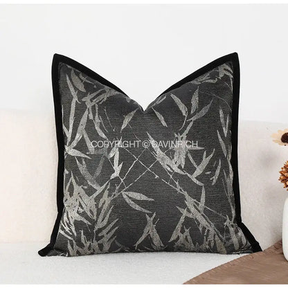 Black and white green jungle plants pillow cover living room suede