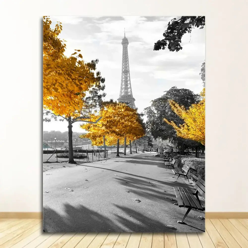 Eiffel tower black & white landscape canvas set living room wall art
