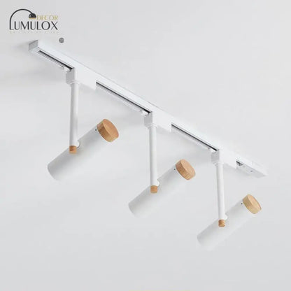Black and wood 3 light track lighting – kitchen metallic spotlight
