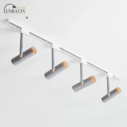 Black and wood 3 light track lighting – kitchen metallic spotlight