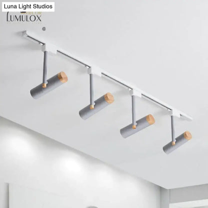 Black and wood 3 light track lighting – kitchen metallic spotlight