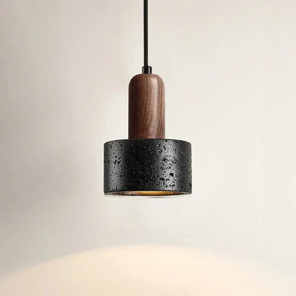 Black and wood concrete pendant light bedroom decor