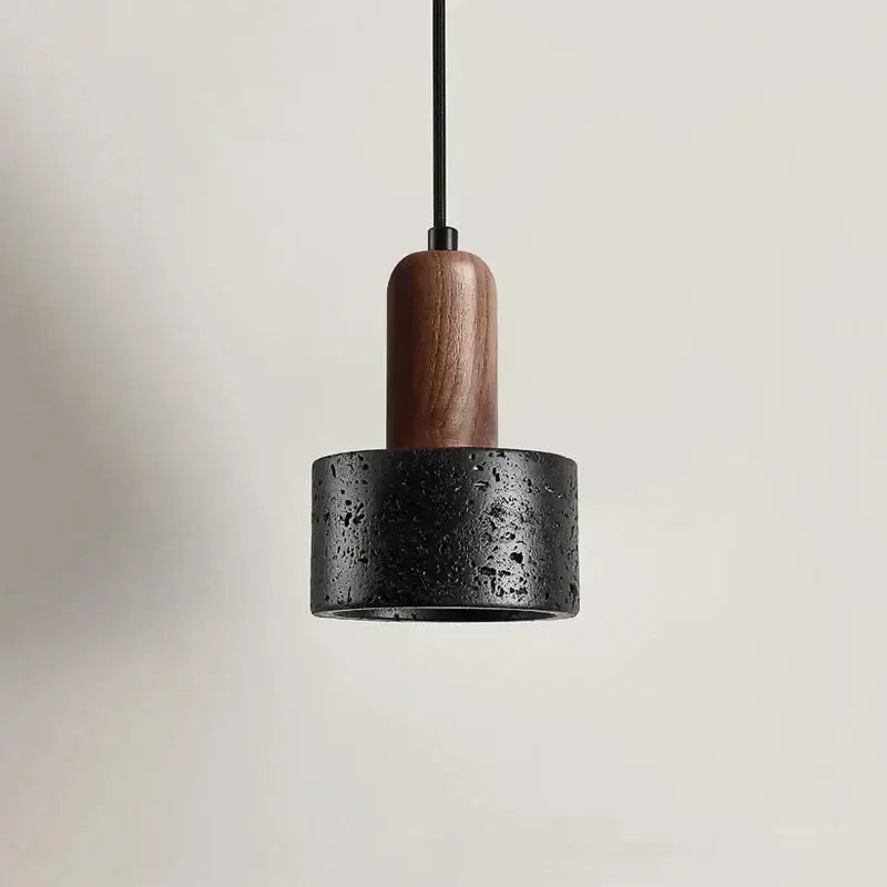 Black and wood concrete pendant light bedroom decor