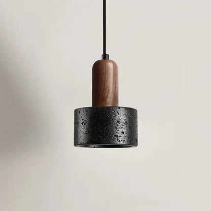 Black and wood concrete pendant light bedroom decor