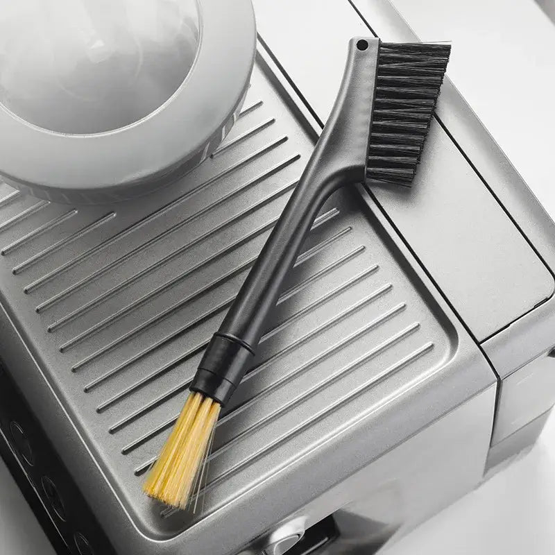 Black and yellow dual head coffee grinder brush kitchen cleaning tool