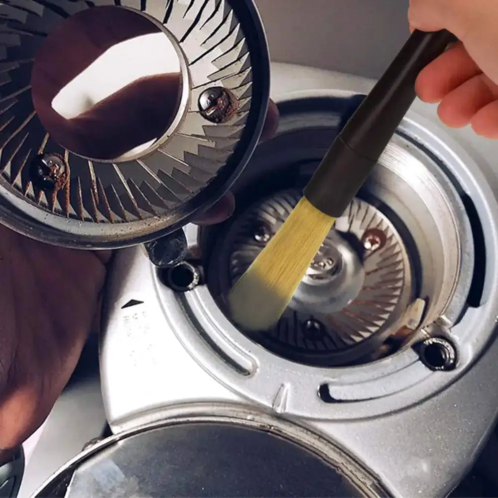 Black and yellow espresso machine cleaner brush kitchen tool