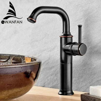 Black antique brass basin faucet matte black & copper kitchen mixer