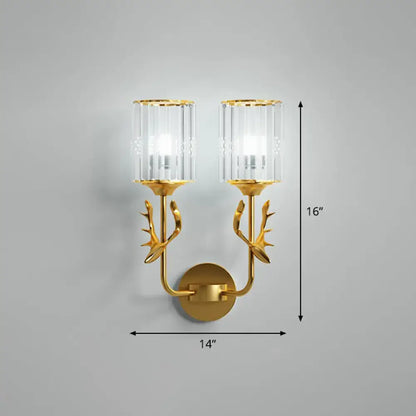 Black antler crystal wall sconce bedroom e26 e27 cylinder light