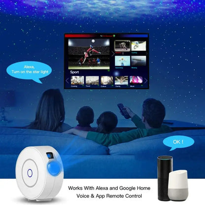 Black aurora galaxy projector night light bedroom smart star lamp