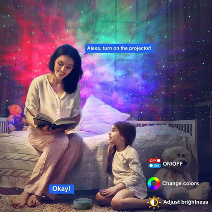 Black aurora galaxy projector night light bedroom smart star lamp