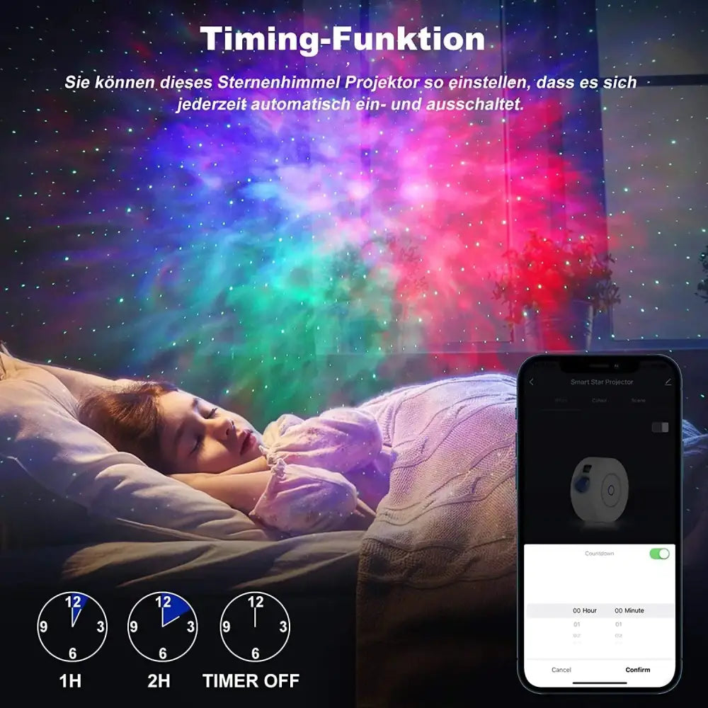 Black aurora galaxy projector night light bedroom smart star lamp