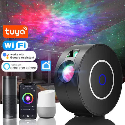 Black aurora galaxy projector night light bedroom smart star lamp