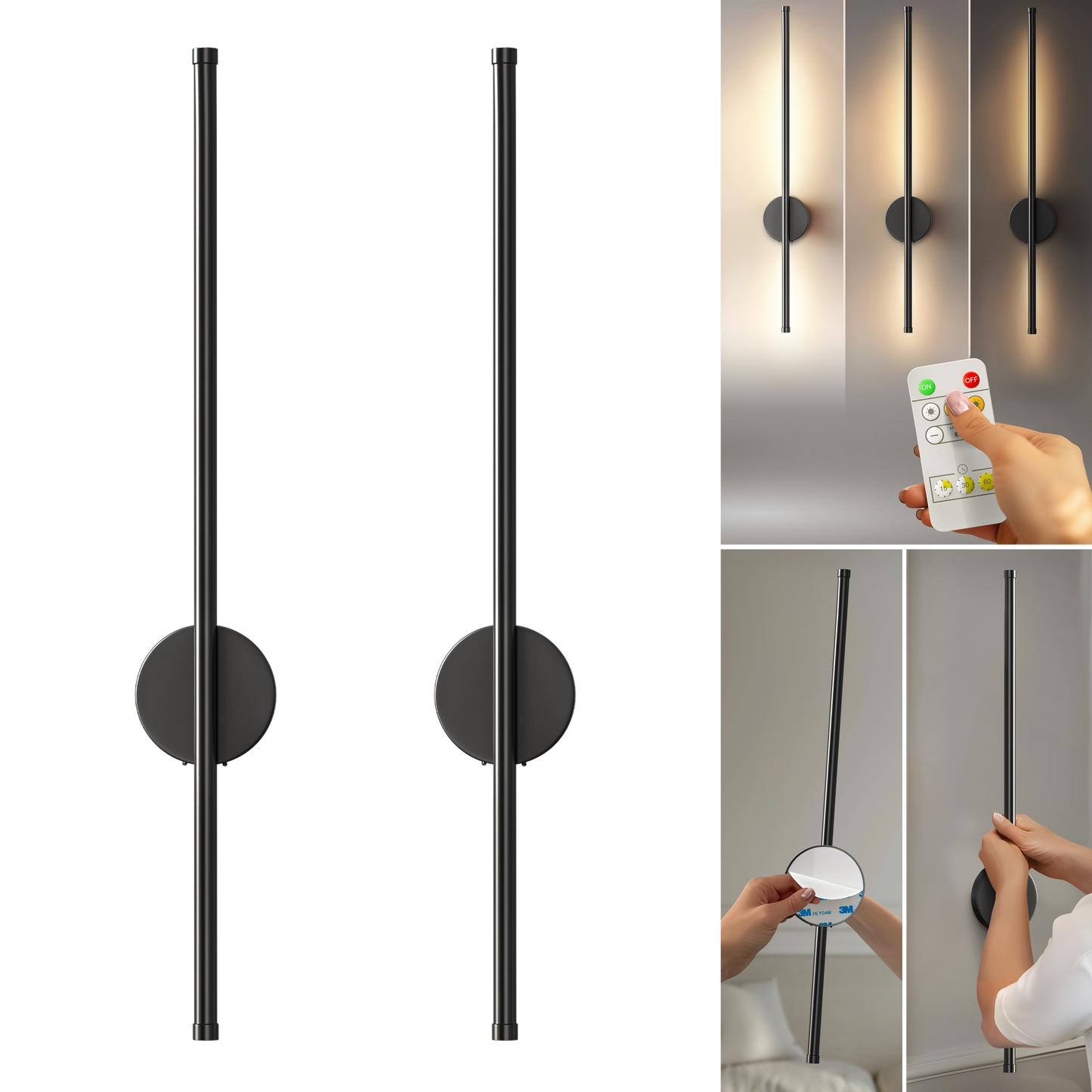 DecorBites™ Black Battery Operated Wall Sconces (SET OF 2)