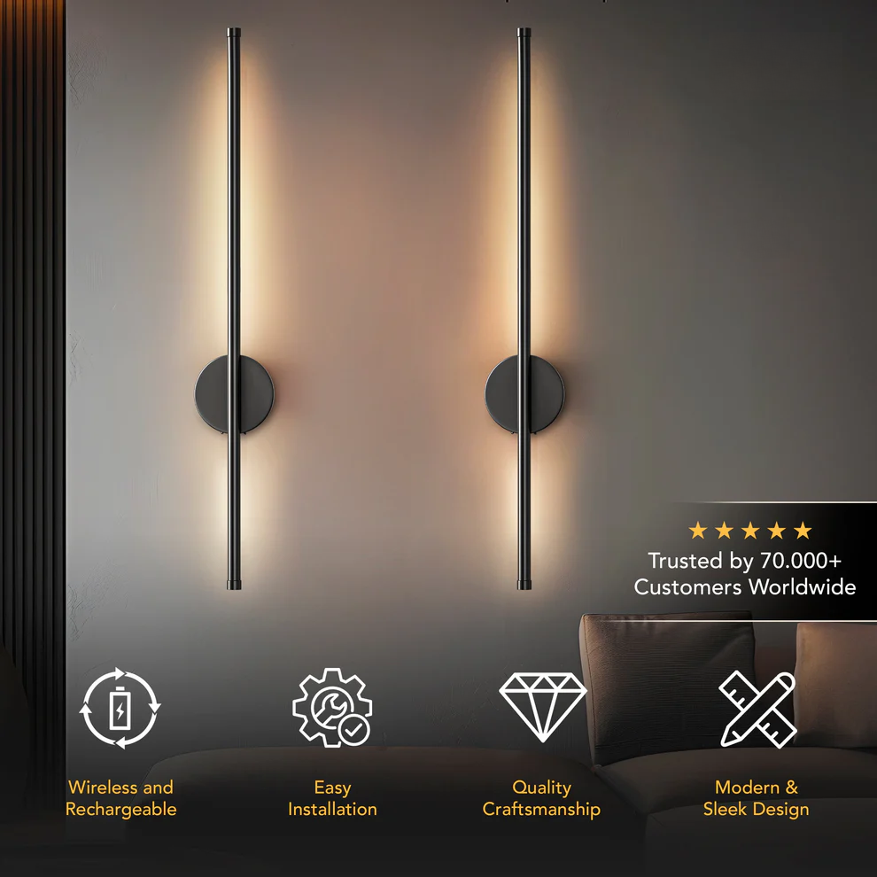 DecorBites™ Black Battery Operated Wall Sconces (SET OF 2)