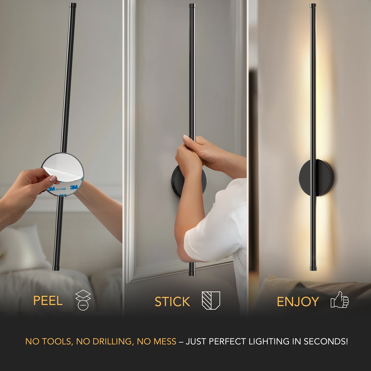 DecorBites™ Black Battery Operated Wall Sconces (SET OF 2)