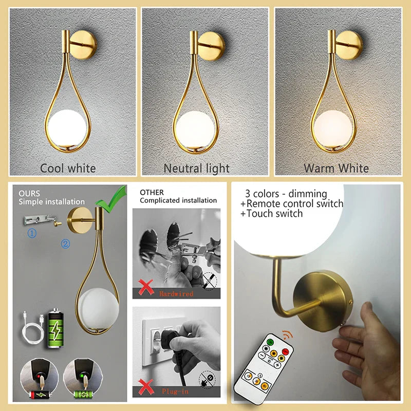 DecorBites™ Black Battery Operated Wall Sconces With Remote