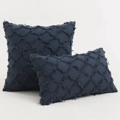 Black boho lumbar pillow cover bedroom textured woven decor