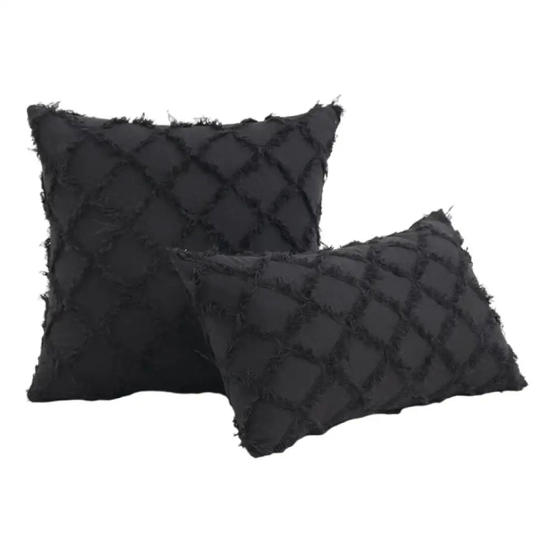 Black boho lumbar pillow cover bedroom textured woven decor