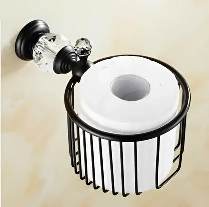 Black brass & crystal bathroom accessories set – bathroom hardware