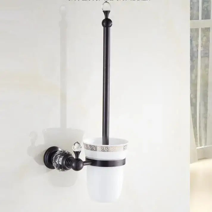 Black brass & crystal bathroom accessories set – bathroom hardware