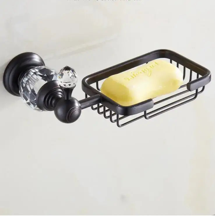 Black brass & crystal bathroom accessories set – bathroom hardware