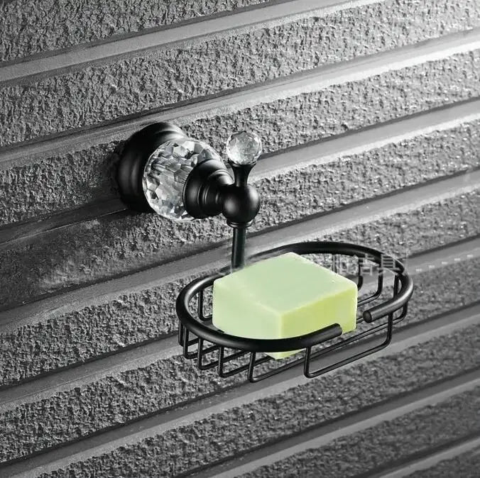 Black brass & crystal bathroom accessories set – bathroom hardware