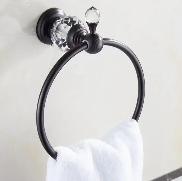 Black brass & crystal bathroom accessories set – bathroom hardware