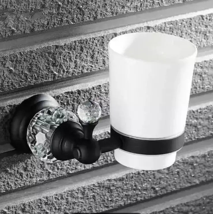 Black brass & crystal bathroom accessories set – bathroom hardware