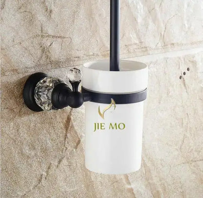 Black brass & crystal bathroom accessories set – bathroom hardware