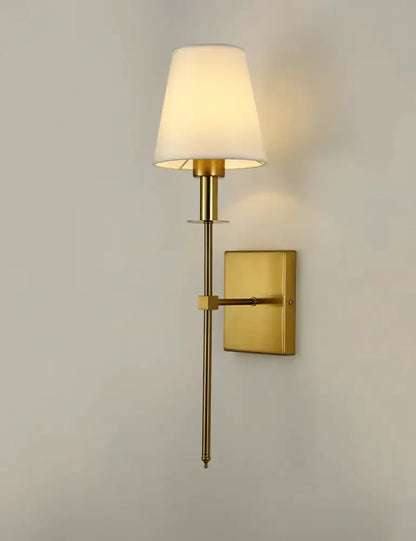 Black brass fabric shade wall sconce bedroom light