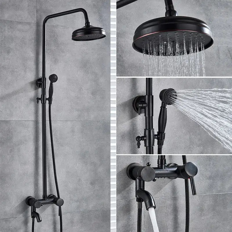 Black bronze bathroom shower set with handheld spray – bathroom