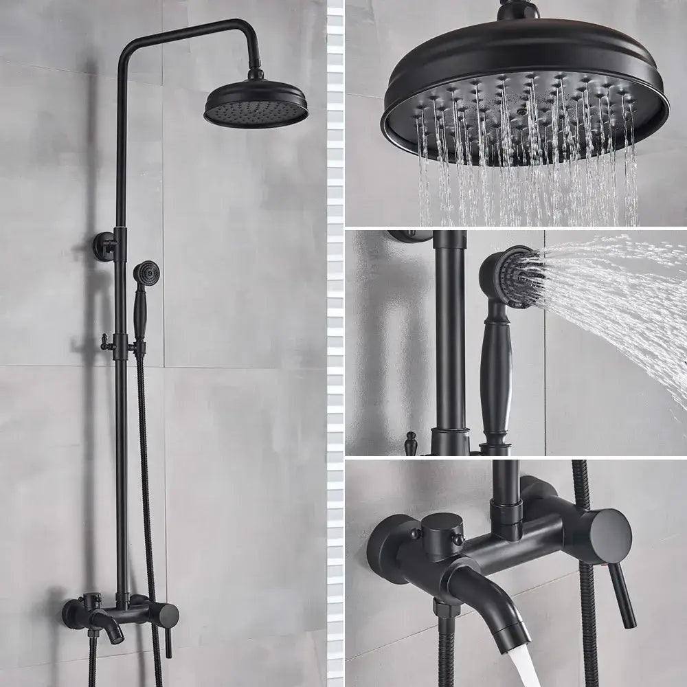 Black bronze bathroom shower set with handheld spray – bathroom