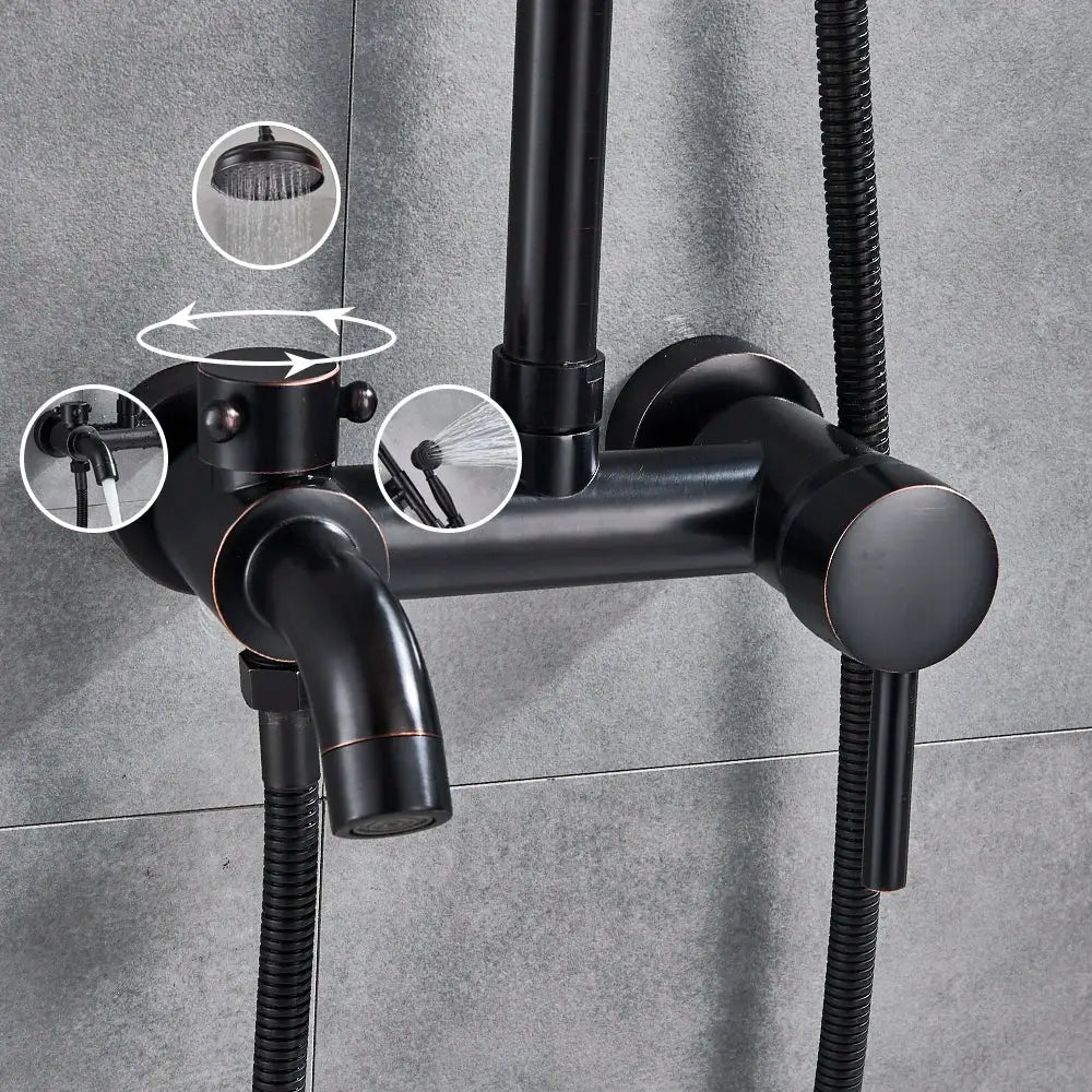Black bronze bathroom shower set with handheld spray – bathroom