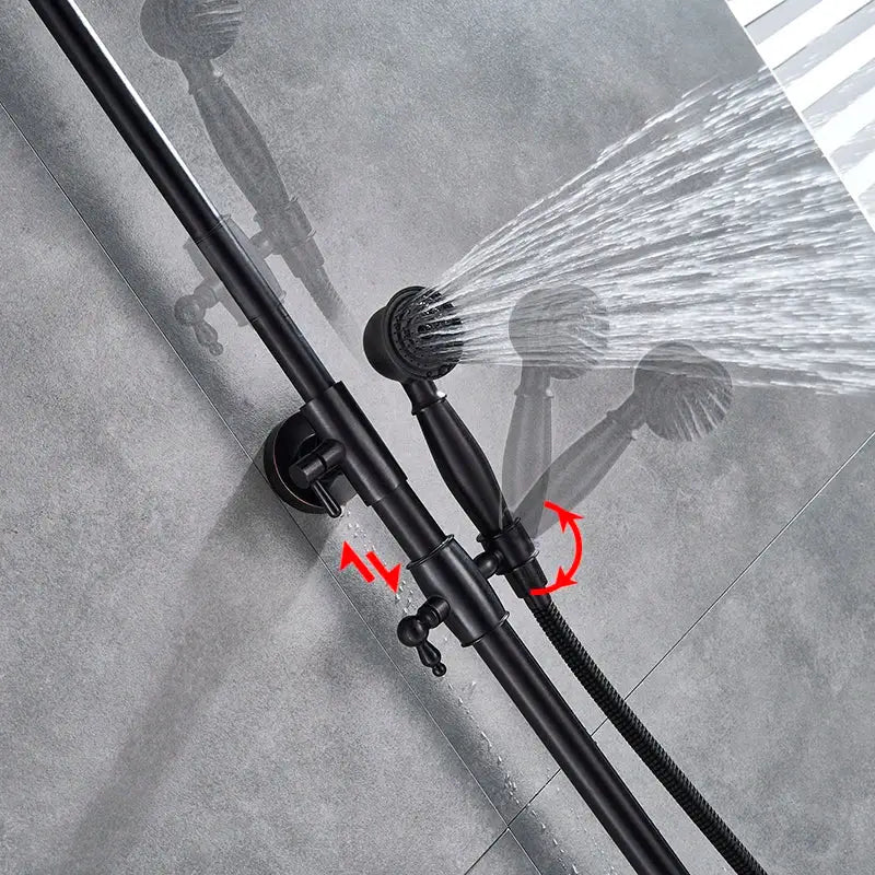 Black bronze bathroom shower set with handheld spray – bathroom