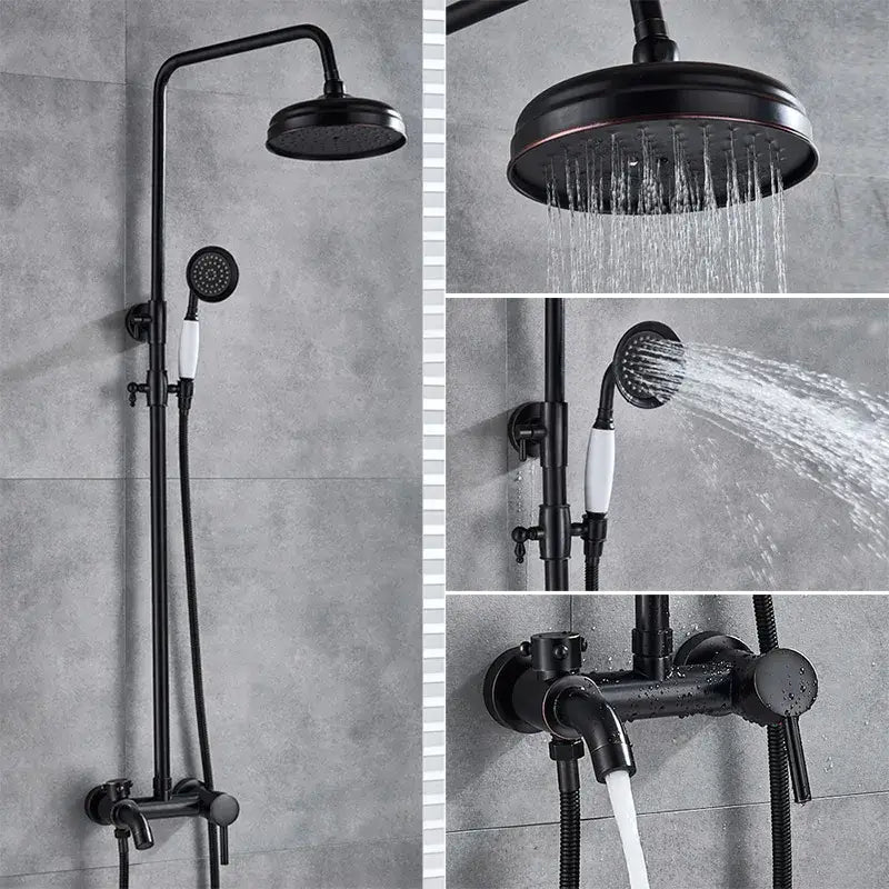 Black bronze bathroom shower set with handheld spray – bathroom