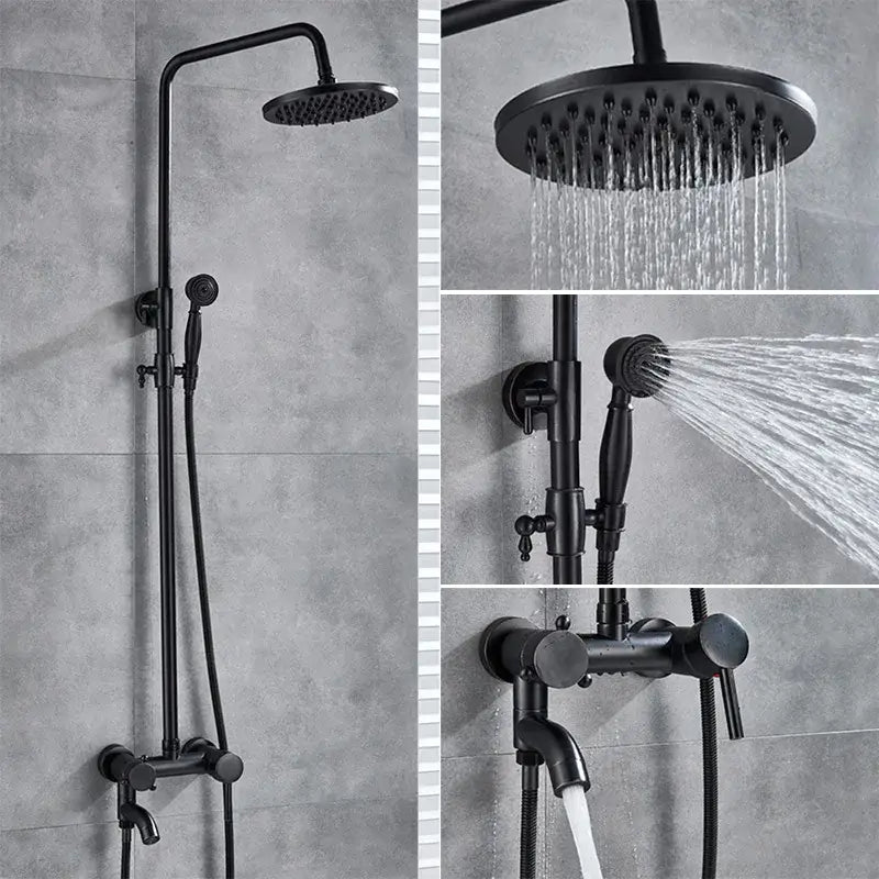 Black bronze bathroom shower set with handheld spray – bathroom