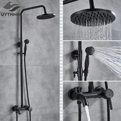 Black bronze bathroom shower set with handheld spray – bathroom