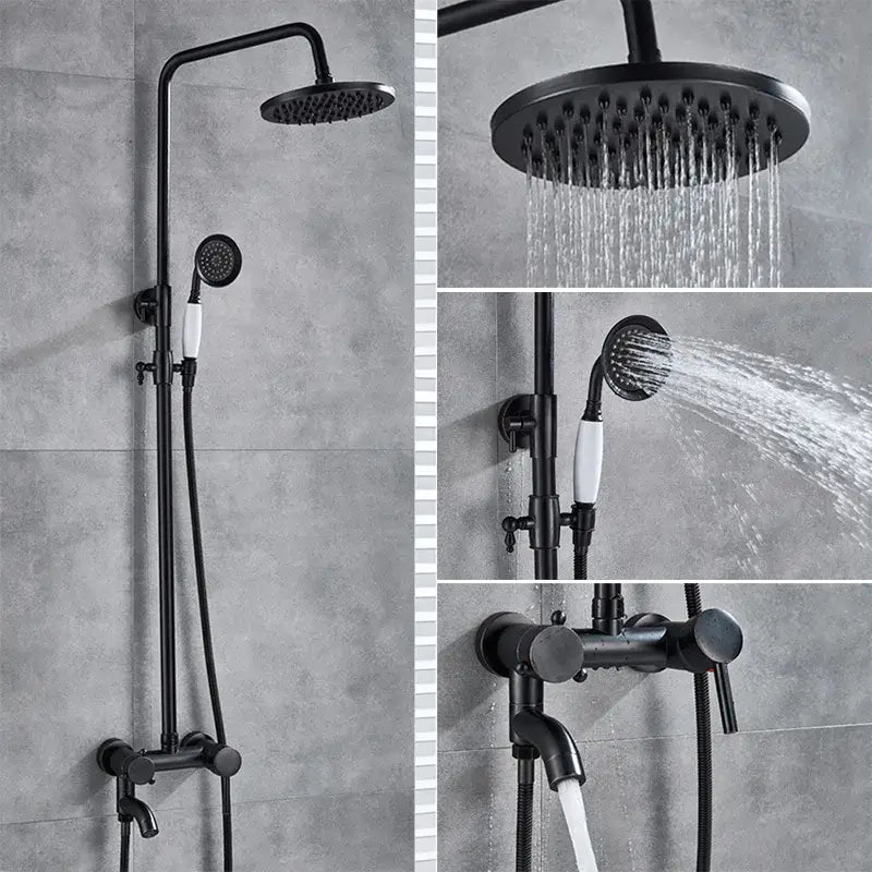 Black bronze bathroom shower set with handheld spray – bathroom