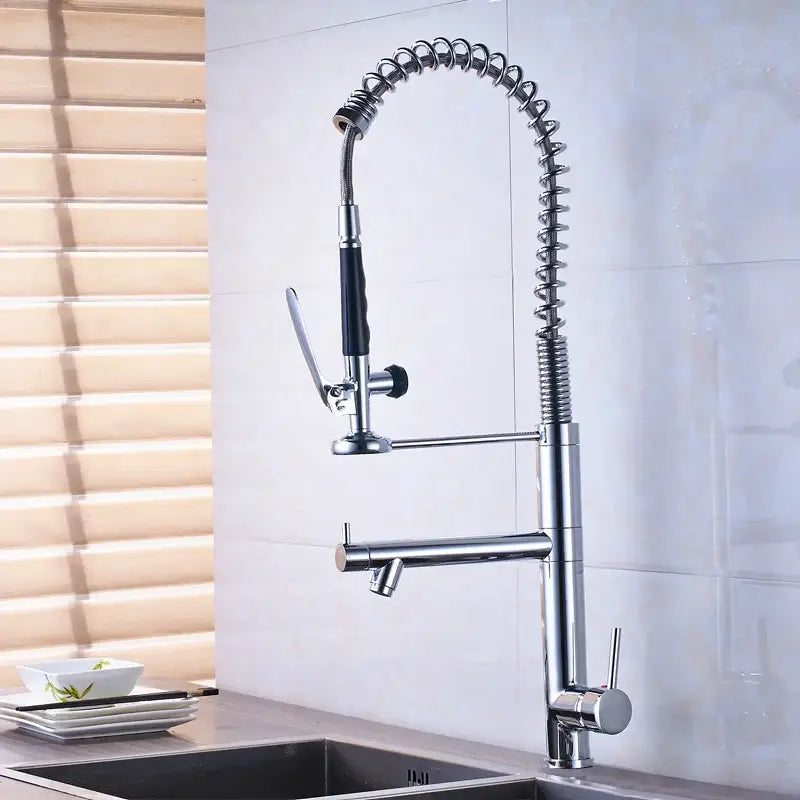 Black bronze kitchen mixer faucet with pull down spray head