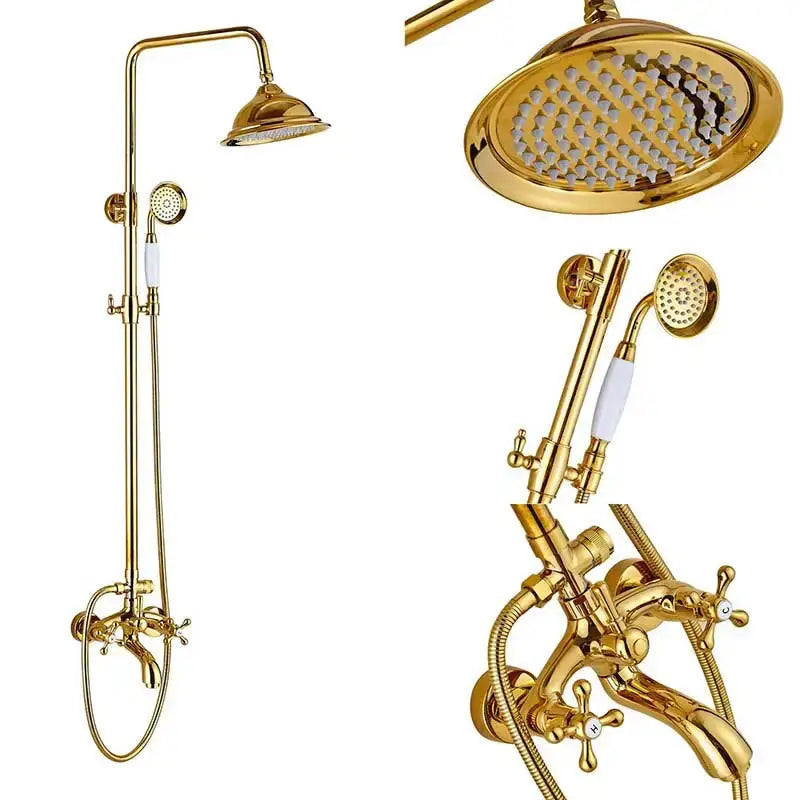 Black bronze rainfall shower mixer tap with handheld spray bathroom