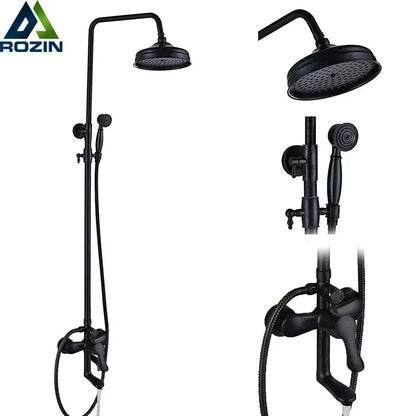 Black bronze rainfall shower mixer tap with handheld spray bathroom