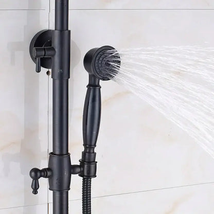 Black bronze rainfall shower mixer tap with handheld spray bathroom