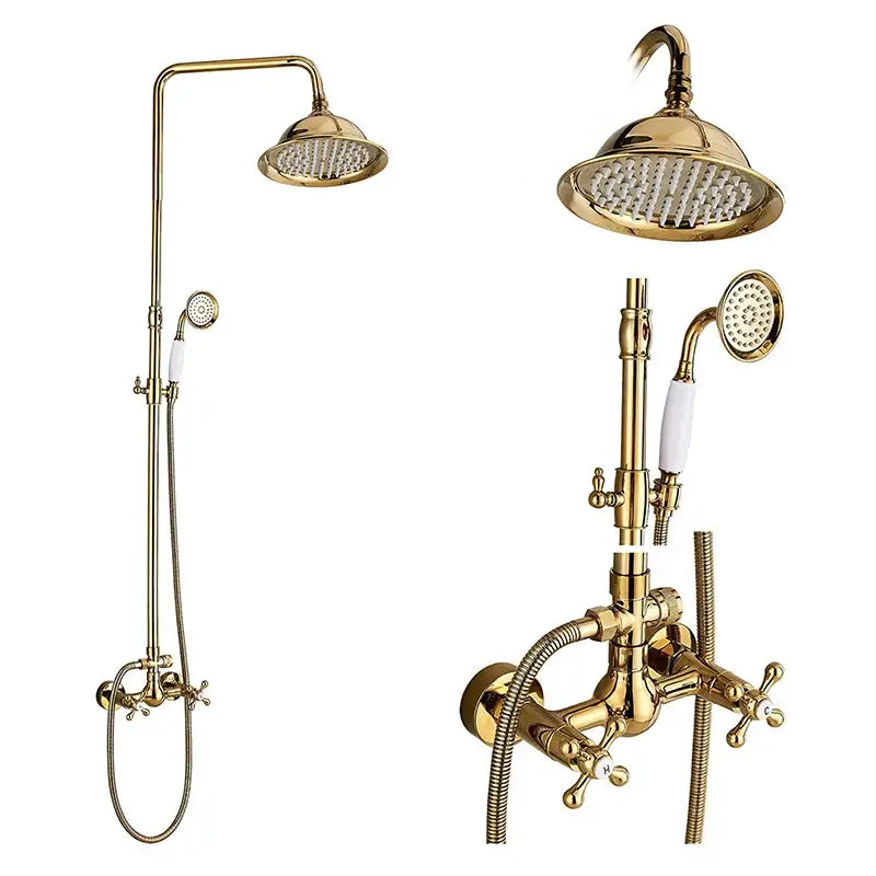 Black bronze rainfall shower mixer tap with handheld spray bathroom