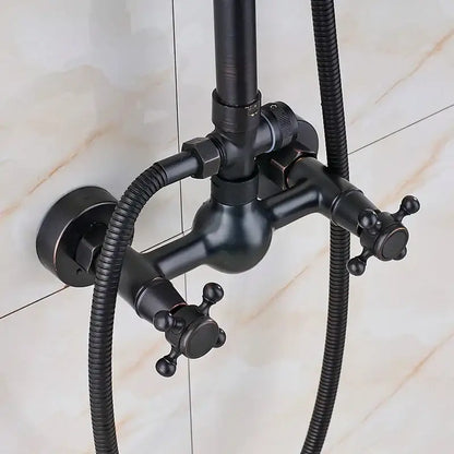 Black bronze rainfall shower mixer tap with handheld spray bathroom