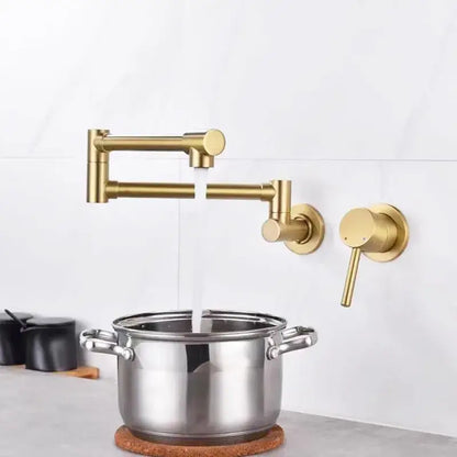 Black brushed gold kitchen pot filler wall mounted dual handle tap