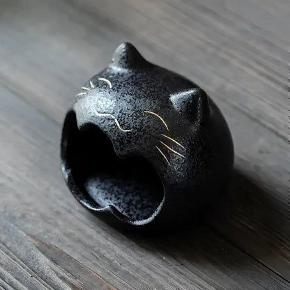 Black cartoon cat ceramic ashtray living room large capacity decor