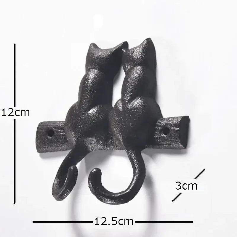 Black cast iron cat hook hanging shelf outdoor wall decor